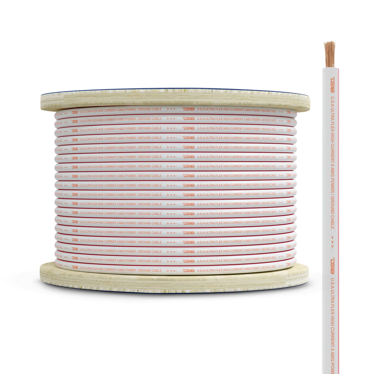 DS18 8-Gauge Power Wire 100ft - MOFC8GA100P - front view