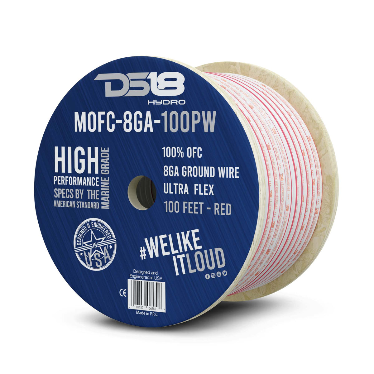 DS18 8-Gauge Power Wire 100ft - MOFC8GA100P - rear view