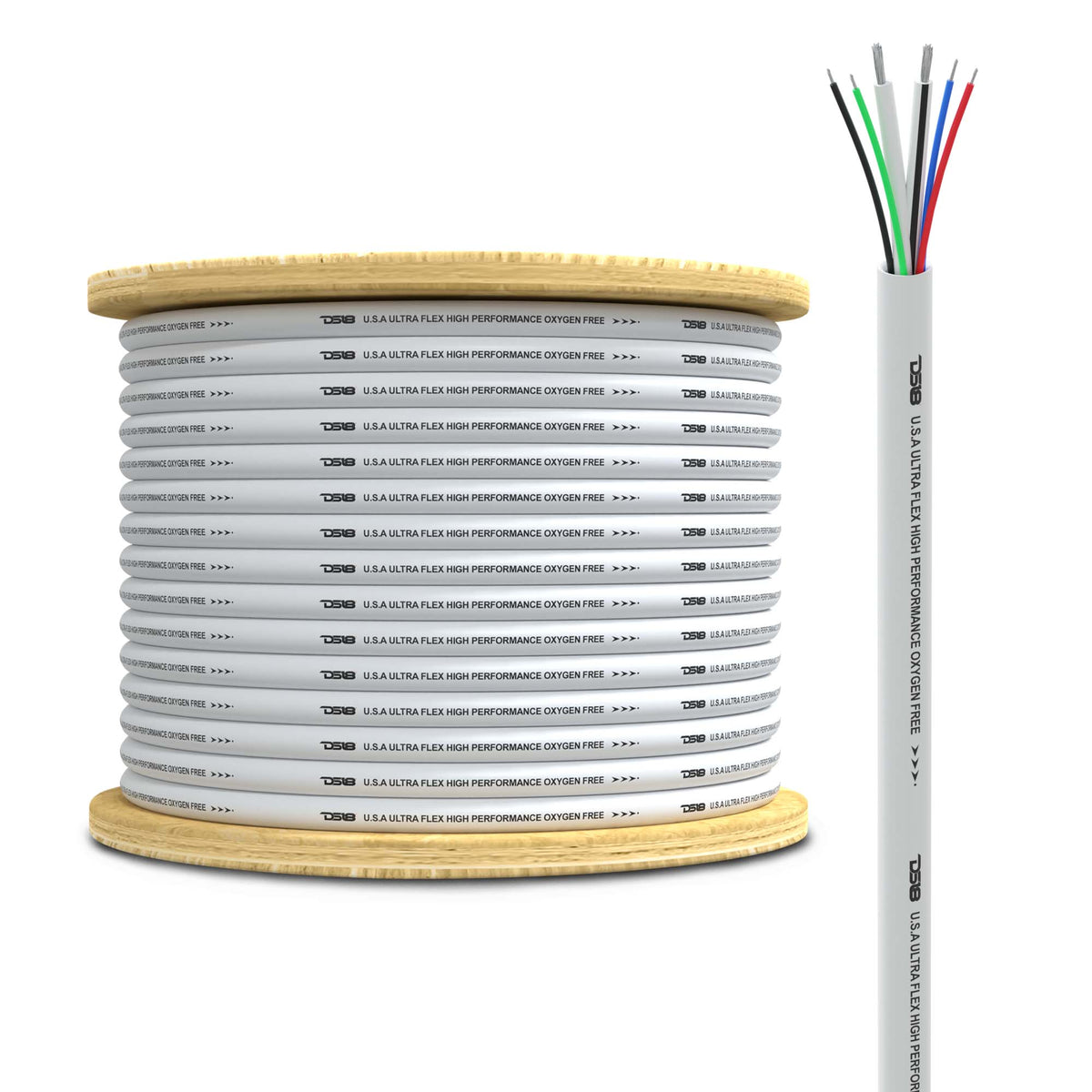 DS18 18-Gauge LED RGB Wire 12-Gauge Speaker Wire 100ft - MOFC12/18GA-100SWRGB - front view