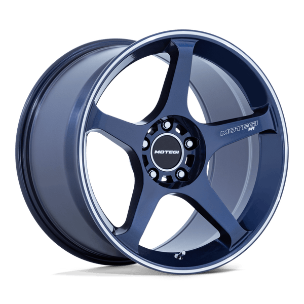 Motegi Mr159 Battle V 18X10.5 5X114.3 +35MM Obsidian Blue Mach Lip Stripe