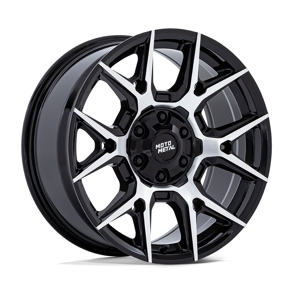Moto Metal Mo813 Mason 17X8.5 6X135/6X139.7/6X139 +12MM Gloss Black W/ Machined Face