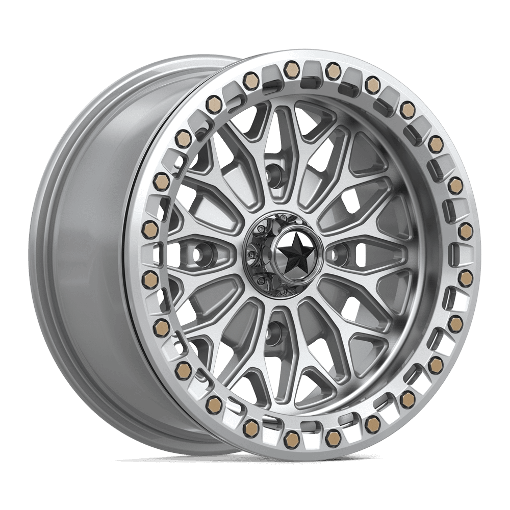 MSA Offroad Wheels Ma53 Bolo Utv Beadlock 15X7 4X137 +10MM Gloss Silver W/ Machined Face