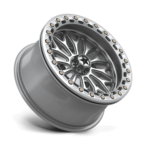 MSA Offroad Wheels Ma53 Bolo Utv Beadlock 15X7 4X110 +10MM Gloss Silver W/ Machined Face