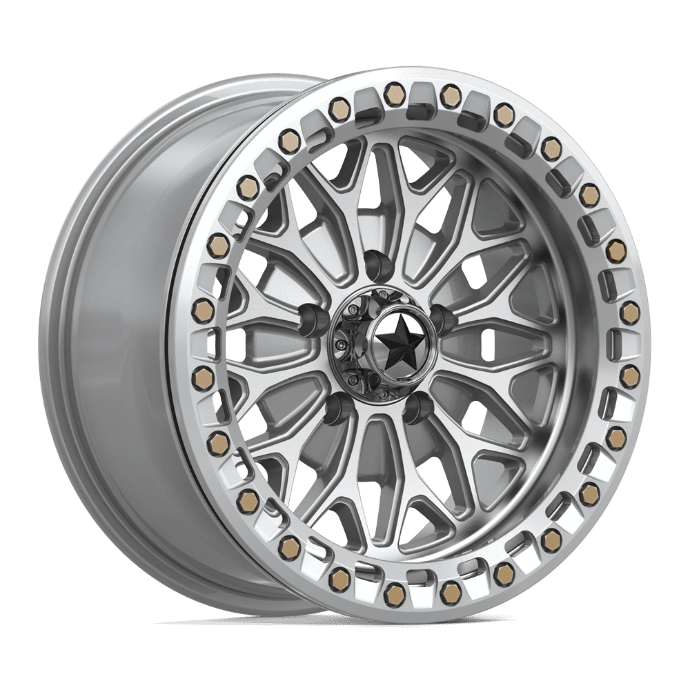 MSA Offroad Wheels Ma53 Bolo Utv Beadlock 15X7 5X114.3 +10MM Gloss Silver W/ Machined Face