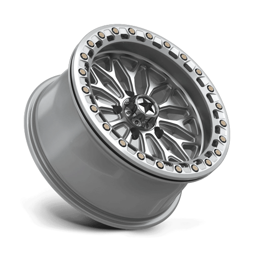 MSA Offroad Wheels Ma53 Bolo Utv Beadlock 15X7 5X114.3 +10MM Gloss Silver W/ Machined Face