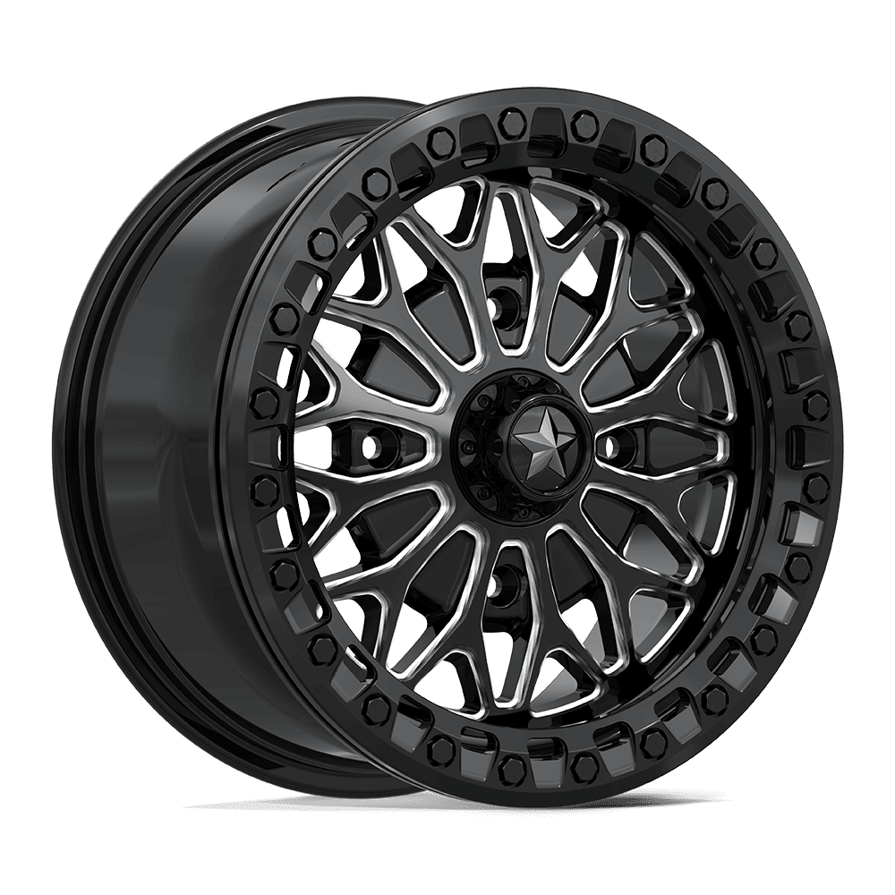 MSA Offroad Wheels Ma53 Bolo Utv Beadlock 15X7 4X110 +38MM Gloss Black Milled