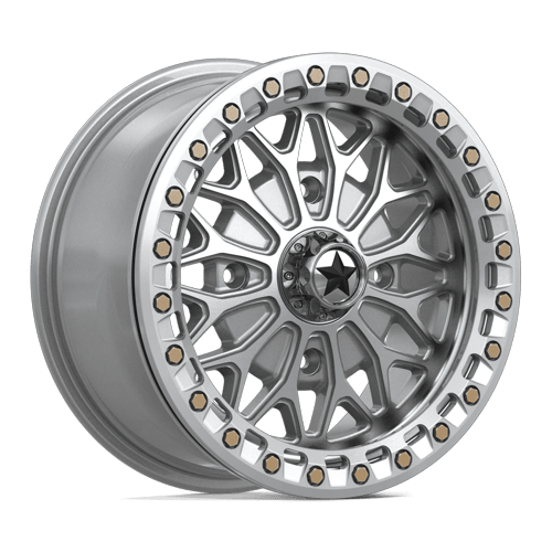 MSA Offroad Wheels Ma53 Bolo Utv Beadlock 15X7 4X110 +38MM Gloss Silver W/ Machined Face