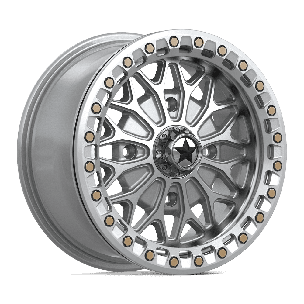 MSA Offroad Wheels Ma53 Bolo Utv Beadlock 15X7 4X137 +38MM Gloss Silver W/ Machined Face