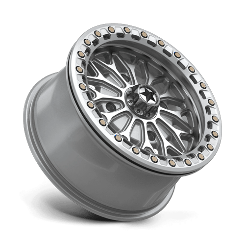 MSA Offroad Wheels Ma53 Bolo Utv Beadlock 15X7 4X137 +38MM Gloss Silver W/ Machined Face
