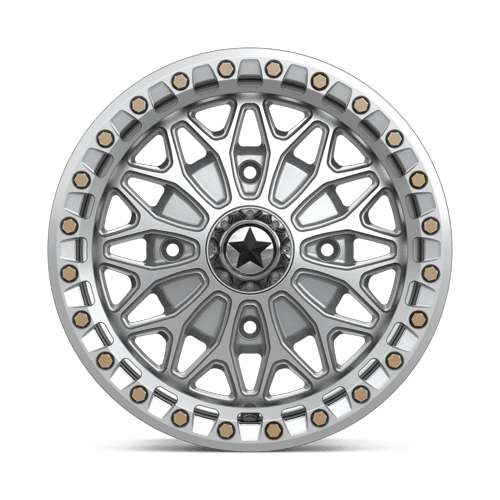 MSA Offroad Wheels Ma53 Bolo Utv Beadlock 15X7 4X156 +38MM Gloss Silver W/ Machined Face