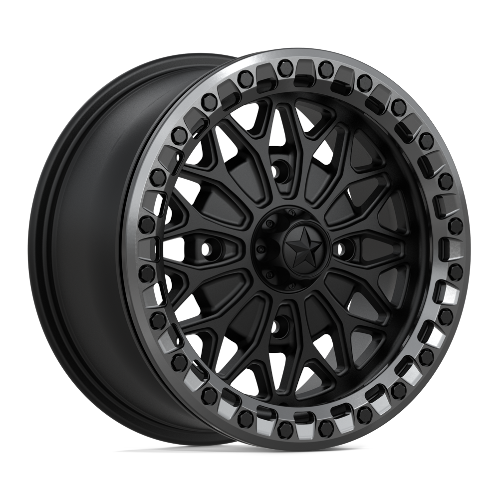 MSA Offroad Wheels Ma53 Bolo Utv Beadlock 15X7 4X156 +38MM Matte Black W/ Gl-Gunmetal Rg