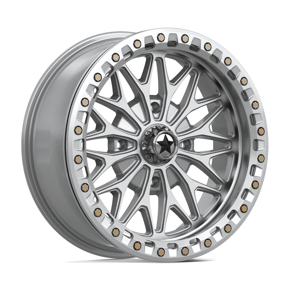 MSA Offroad Wheels Ma53 Bolo Utv Beadlock 18X7 4X137 +10MM Gloss Silver W/ Machined Face