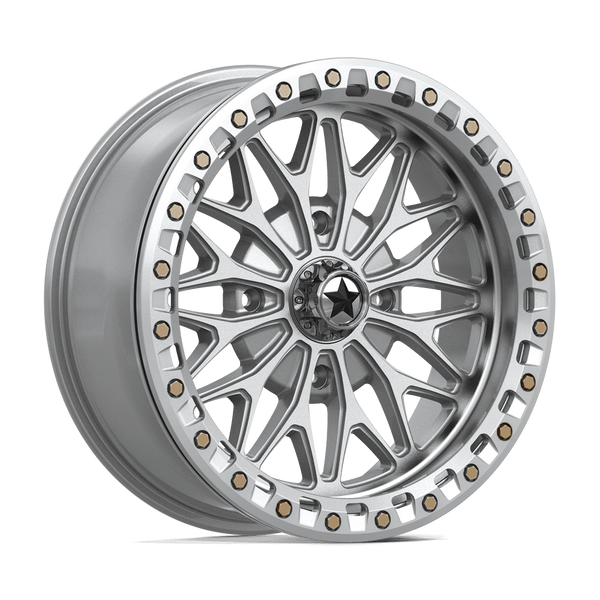 MSA Offroad Wheels Ma53 Bolo Utv Beadlock 18X7 4X137 +10MM Gloss Silver W/ Machined Face