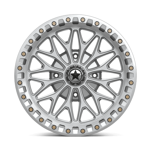 MSA Offroad Wheels Ma53 Bolo Utv Beadlock 18X7 4X156 +10MM Gloss Silver W/ Machined Face