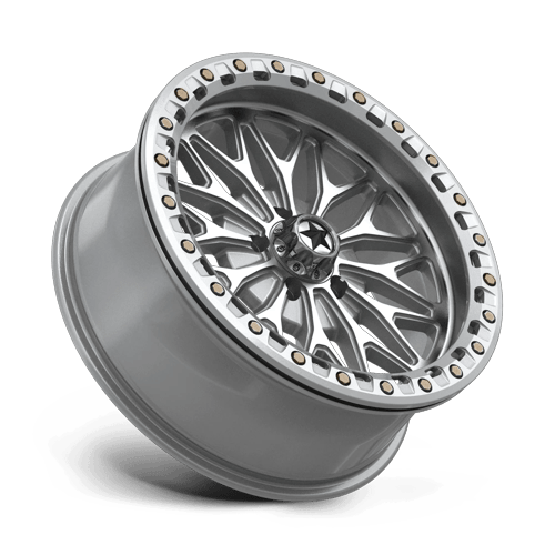 MSA Offroad Wheels Ma53 Bolo Utv Beadlock 18X7 5X114.3 +10MM Gloss Silver W/ Machined Face