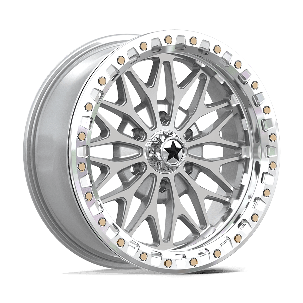 MSA Offroad Wheels Ma53 Bolo Utv Beadlock 18X7 6X139.7 +10MM Gloss Silver W/ Machined Face