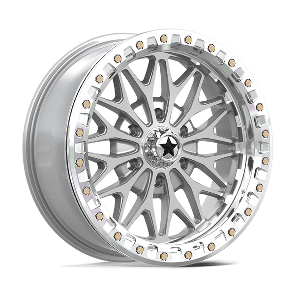 MSA Offroad Wheels Ma53 Bolo Utv Beadlock 18X7 6X139.7 +10MM Gloss Silver W/ Machined Face