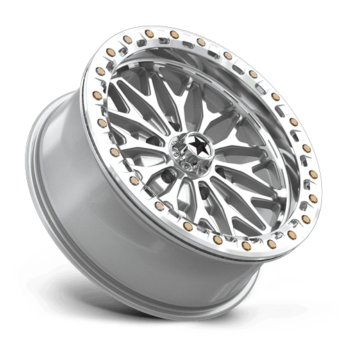 MSA Offroad Wheels Ma53 Bolo Utv Beadlock 18X7 6X139.7 +10MM Gloss Silver W/ Machined Face