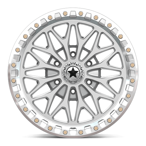 MSA Offroad Wheels Ma53 Bolo Utv Beadlock 18X7 6X139.7 +10MM Gloss Silver W/ Machined Face