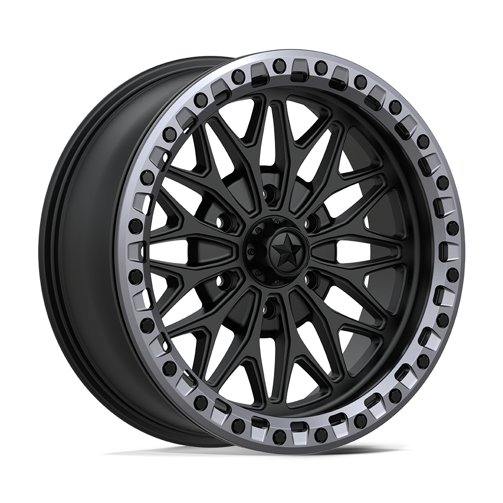 MSA Offroad Wheels Ma53 Bolo Utv Beadlock 18X7 6X139.7 +10MM Matte Black W/ Gl-Gunmetal Rg