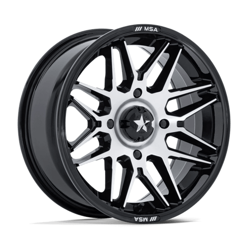 MSA Offroad Wheels M52 Radar Utv 16X7 4X110 +10MM Gloss Black W/ Machined Face