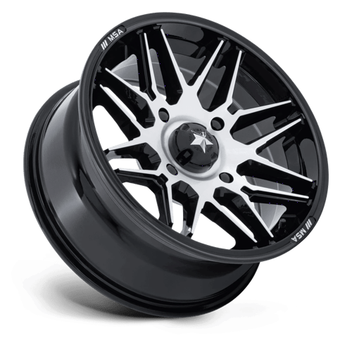 MSA Offroad Wheels M52 Radar Utv 14X7 4X110 +10MM Gloss Black W/ Machined Face