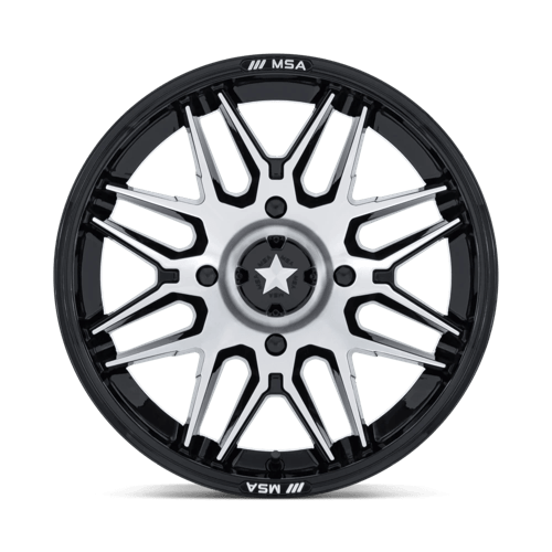 MSA Offroad Wheels M52 Radar Utv 16X7 4X110 +10MM Gloss Black W/ Machined Face