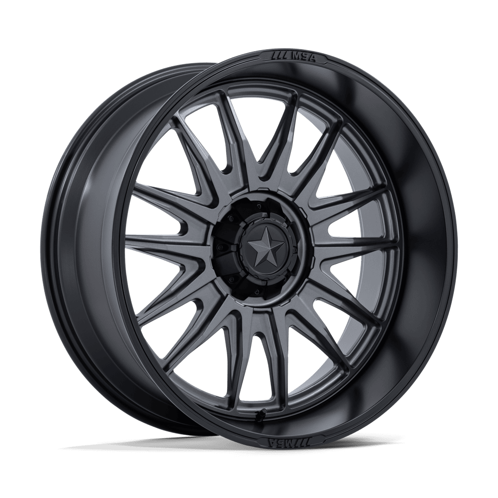 MSA Offroad Wheels M55 Commander Utv 24X10 5X114.3 -25MM Matte Gunmetal W/ M-Blk Lip