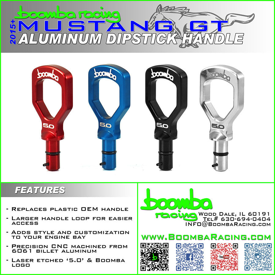 Boomba Racing  2015 -2026 Mustang  GT Aluminum Dipstick Handle - BLACK