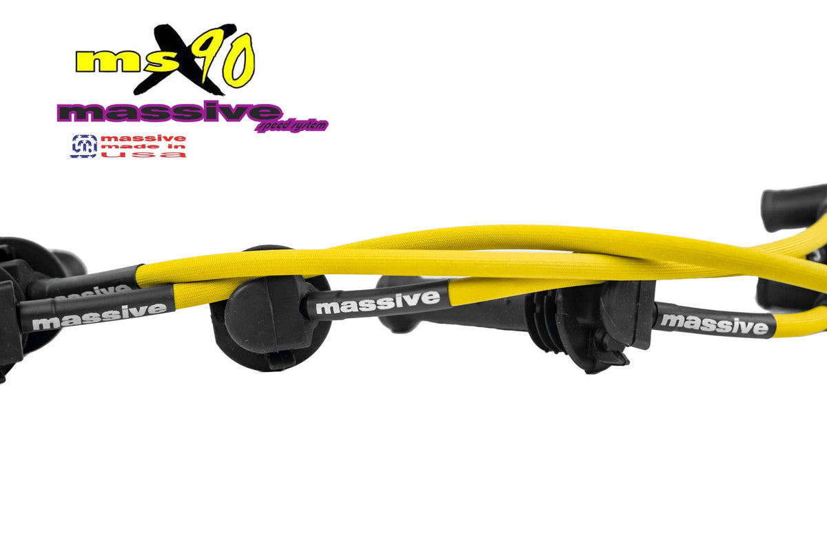 Massive MSX90 Zetec DOHC Ford Focus 00-04 Spark Plug Wires Yellow side view - Massive Speed System