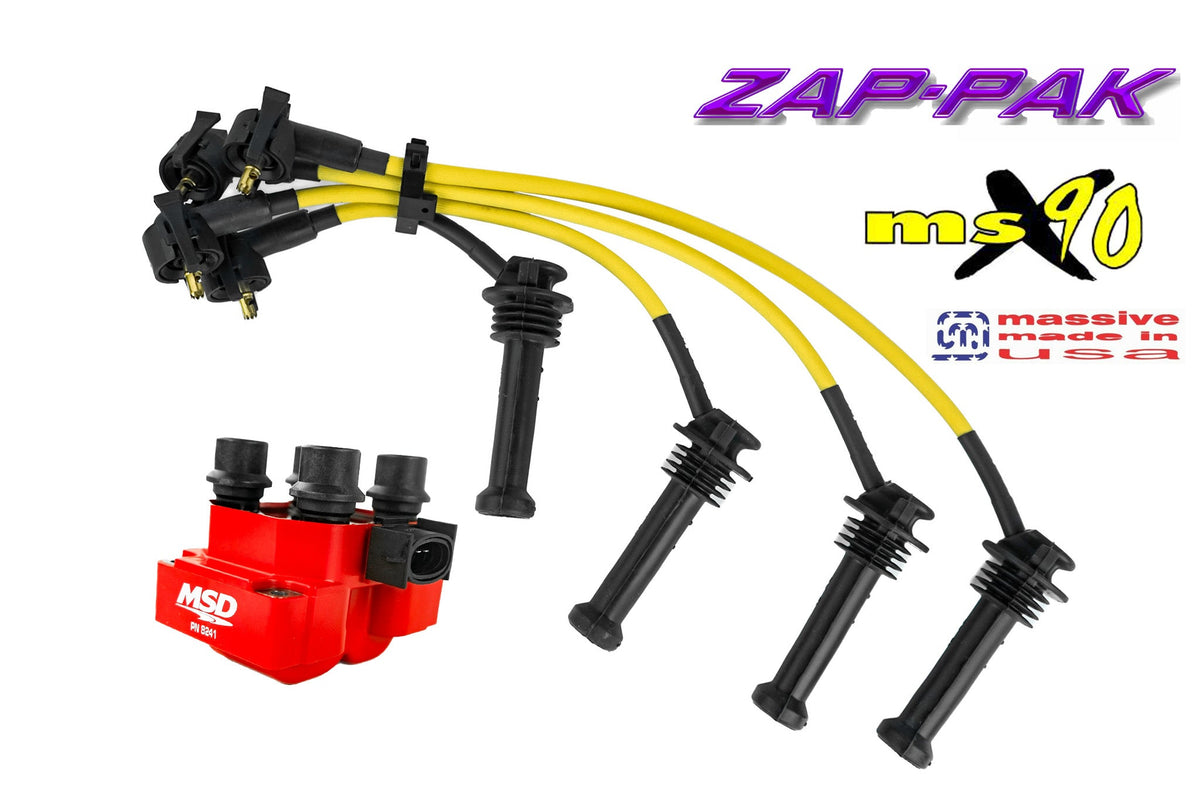Massive ZAP-PAK Ignition Kit MSD Coil MSX90 Performance Spark Plug Wires yellow 00-04 Ford Focus - Massive Speed System