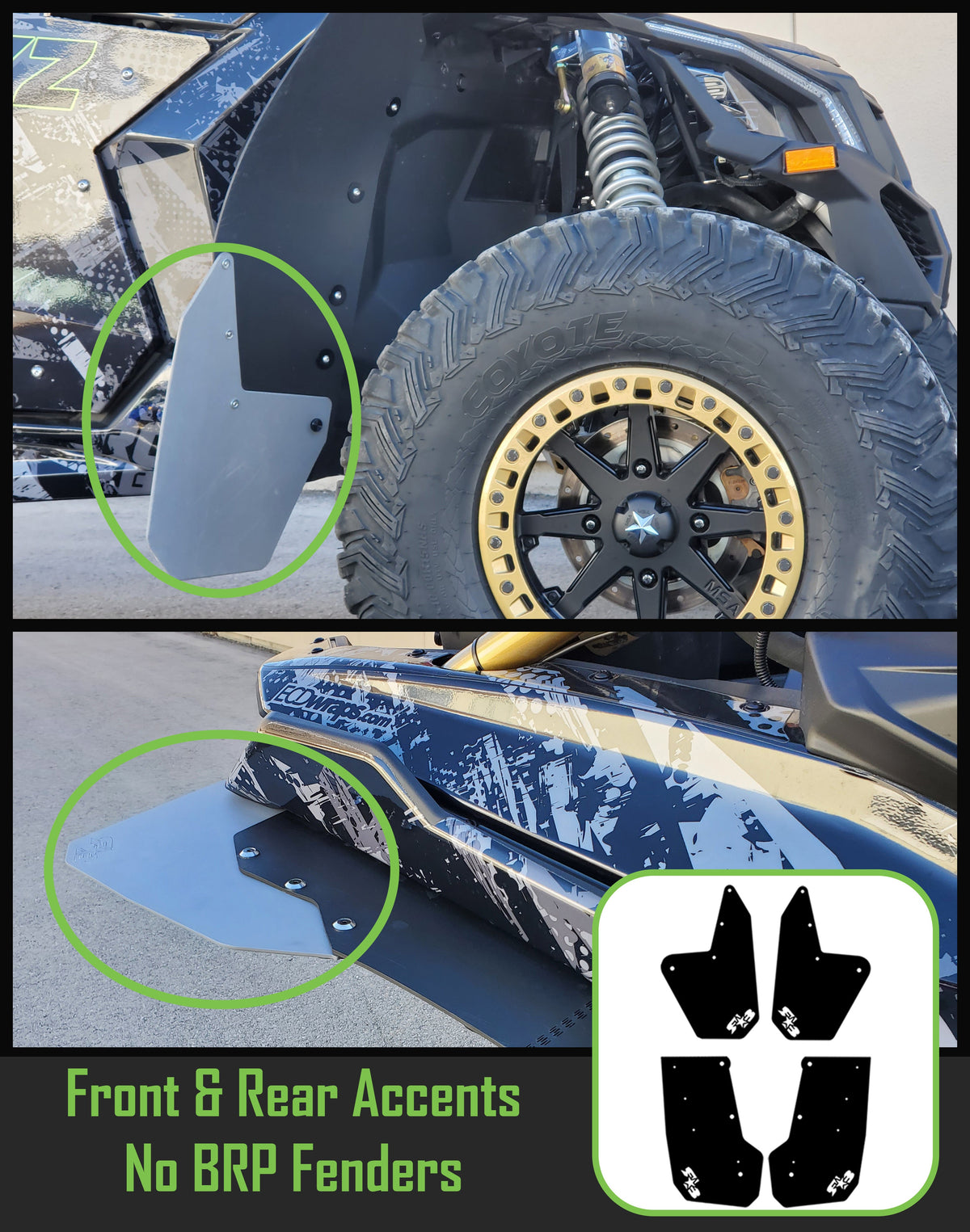 RokBlokz Maverick X3 Replacement Flaps - TRAILING ARM FLAPS or FLARE ACCENTS