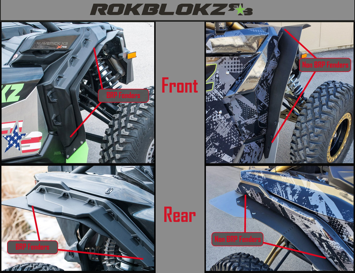 Maverick X3 with BRP Fenders vs Without ft Rokblokz fenders and fender flares