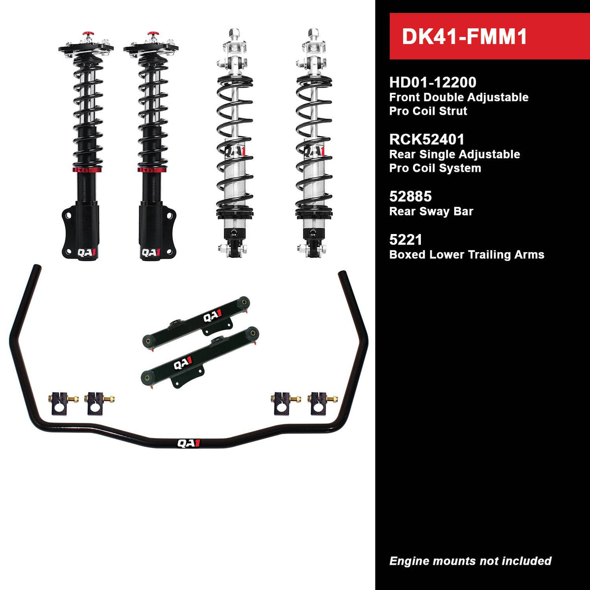 QA1 79-86 Ford Mustang Level 1 Drag Kit w/ Shocks - DK41-FMM1