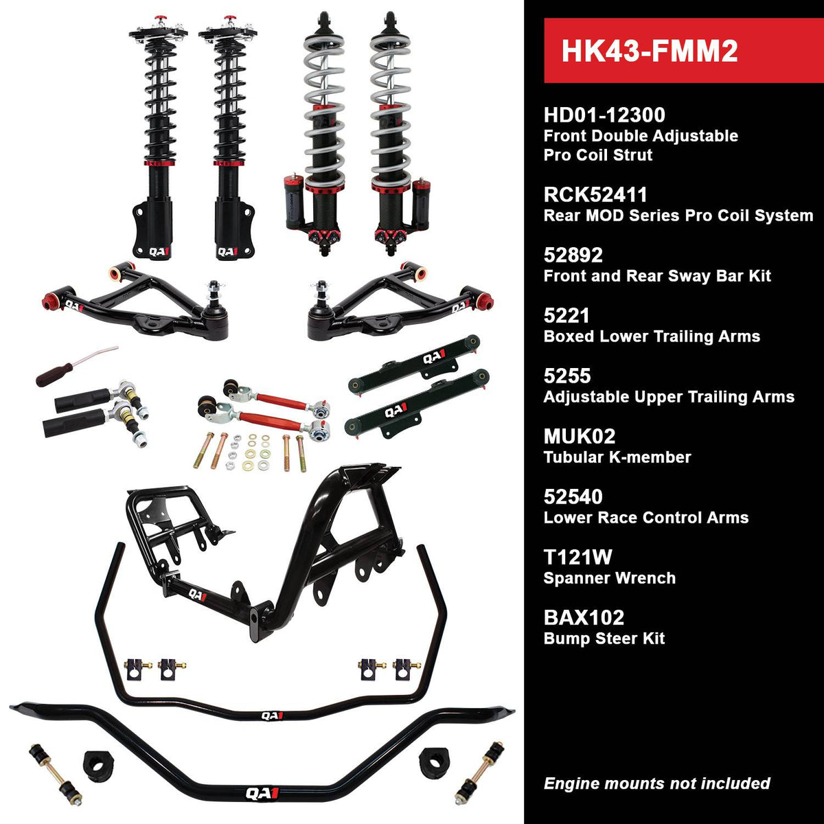 QA1 87-89 Ford Mustang Level 3 Handling Kit w/ Shocks - HK43-FMM2