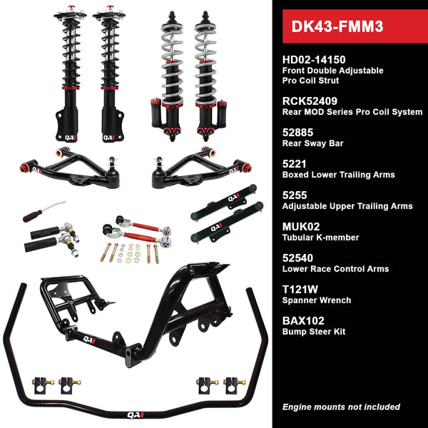 QA1 90-93 Ford Mustang Level 3 Drag Kit w/ Shocks - DK43-FMM3