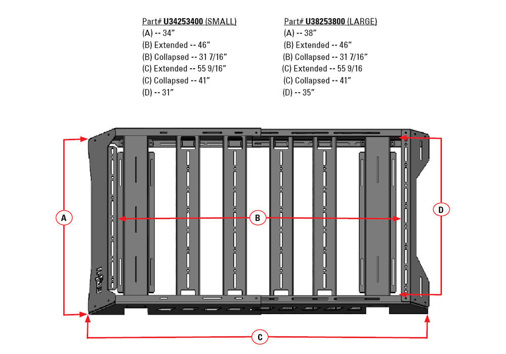 N-Fab Universal Roof Rack (Small 34.25 - 34 Width) - Tex. Black - U34253400