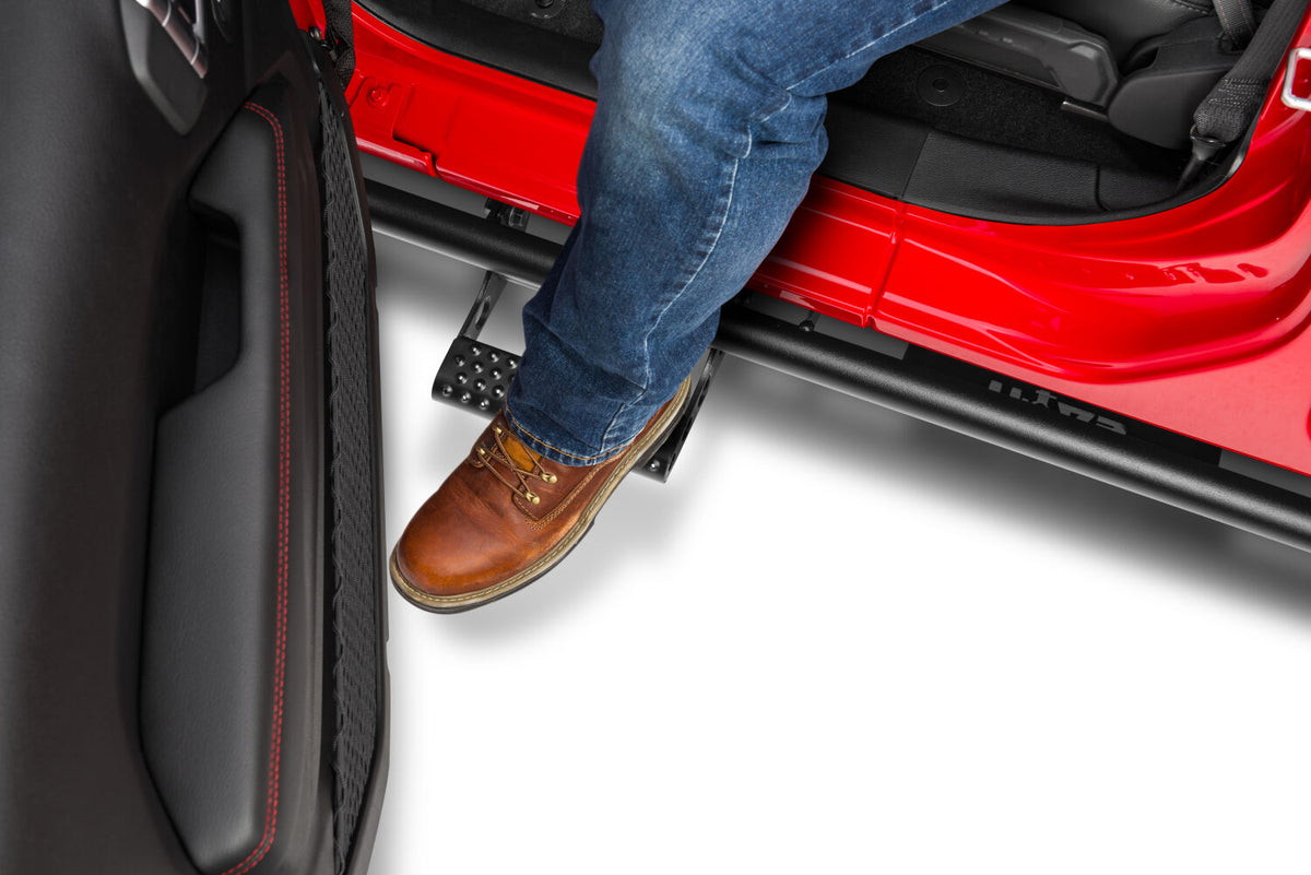 N-Fab RKR Step System 2019 Jeep Wrangler JT 4 Door Truck Full Length - Tex. Black - 1.75in - J194TRKRS4