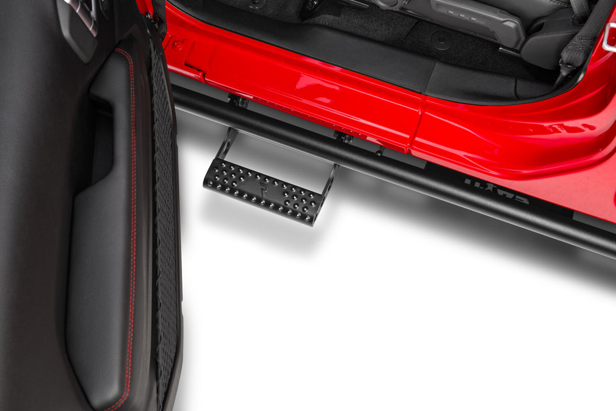N-Fab RKR Step System 2019 Jeep Wrangler JT 4 Door Truck Full Length - Tex. Black - 1.75in - J194TRKRS4