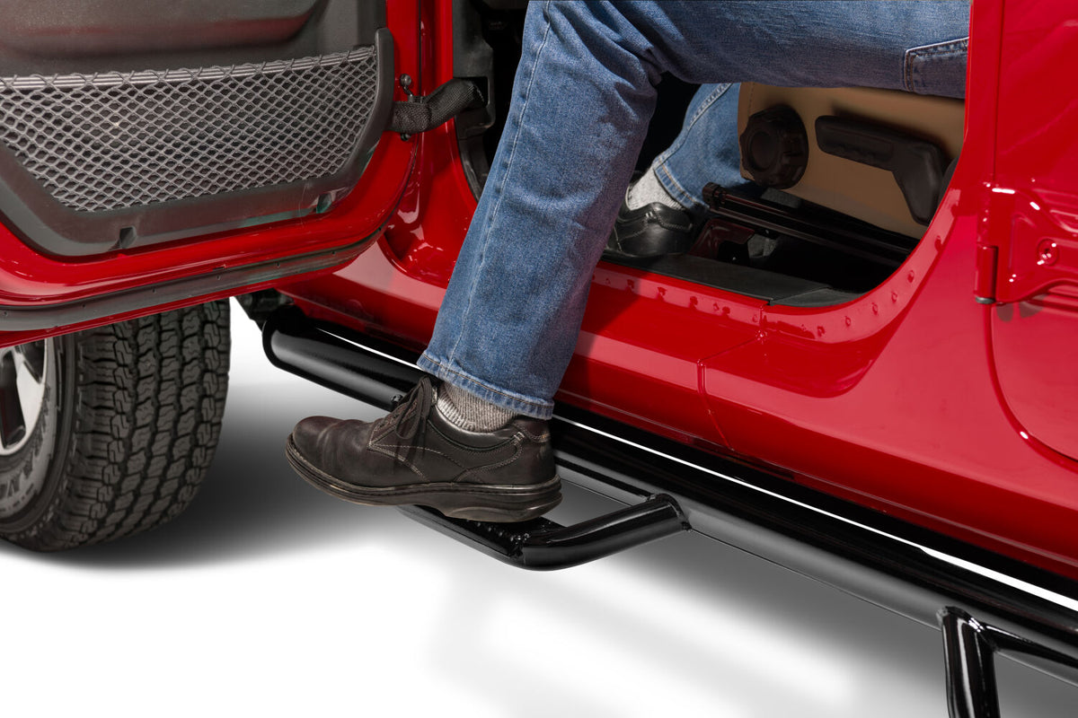 N-Fab Nerf Step 07-17 Jeep Wrangler JK 4 Door All - Gloss Black - W2W - 3in - J0764-GB