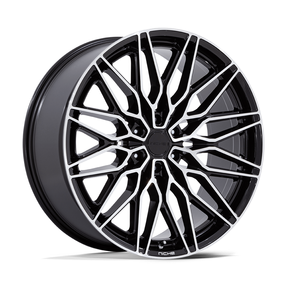 Niche 1PC Nc278 Calabria 6 24X10 6X135 +30MM Gloss Black W/ Machined