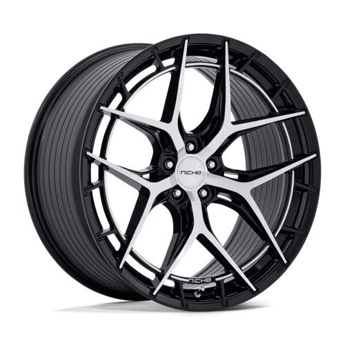 Niche 1PC Nc286 Riviera 20X9.5 5X120 +22MM Gloss Black W/ Machined Face
