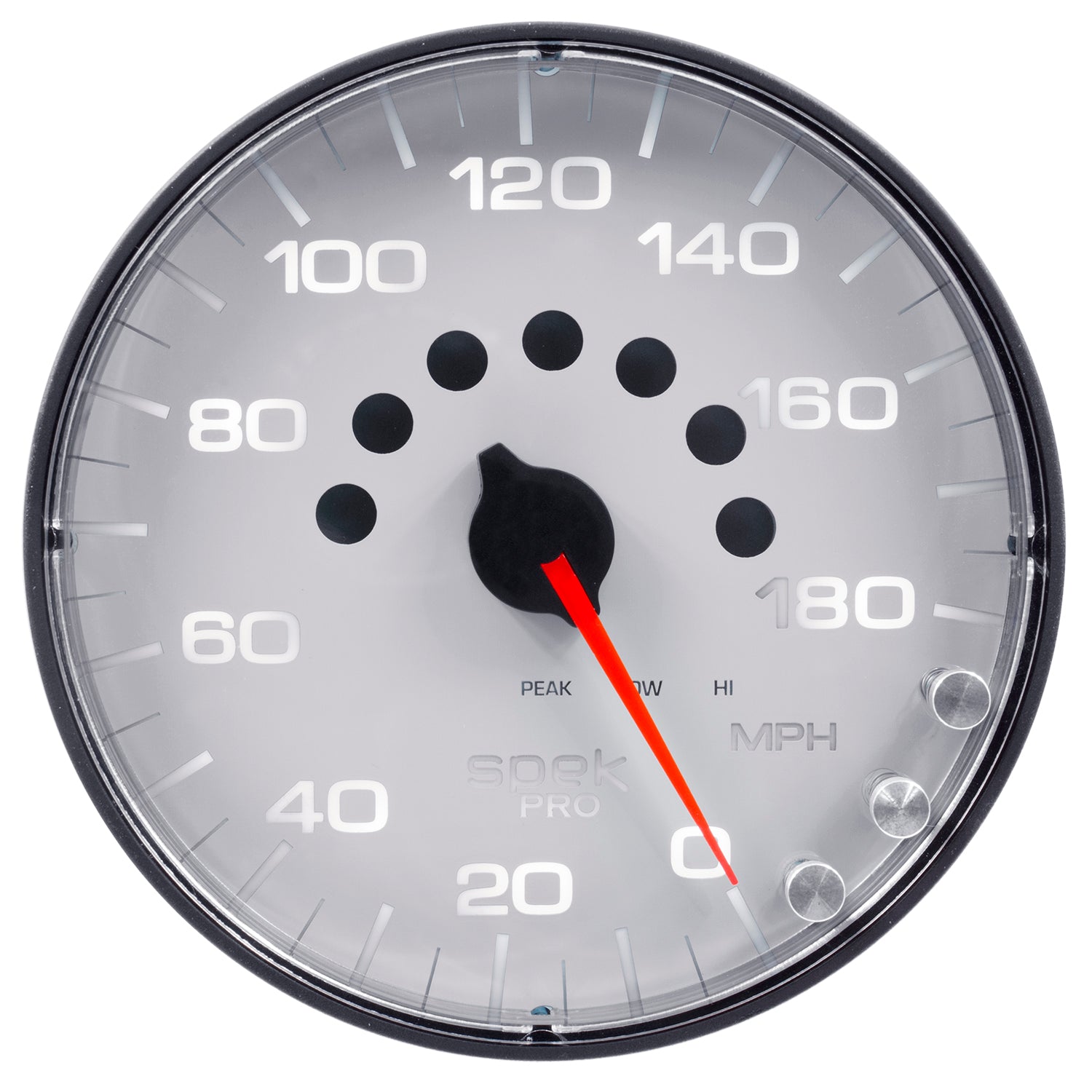 Autometer Spek-Pro Gauge Speedometer 5in 180 Mph Elec. Programmable White/Black - P230128