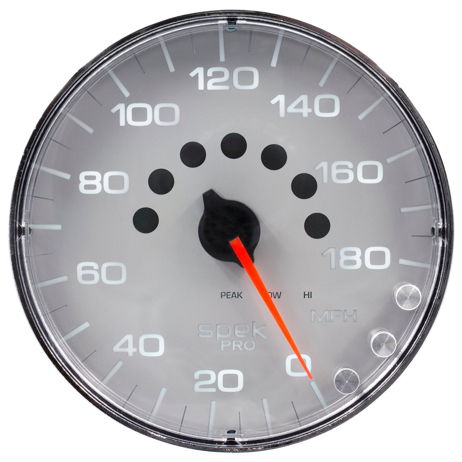 Autometer Spek-Pro Gauge Speedometer 5in 180 Mph Elec. Programmable Silver/Chrome - P230218