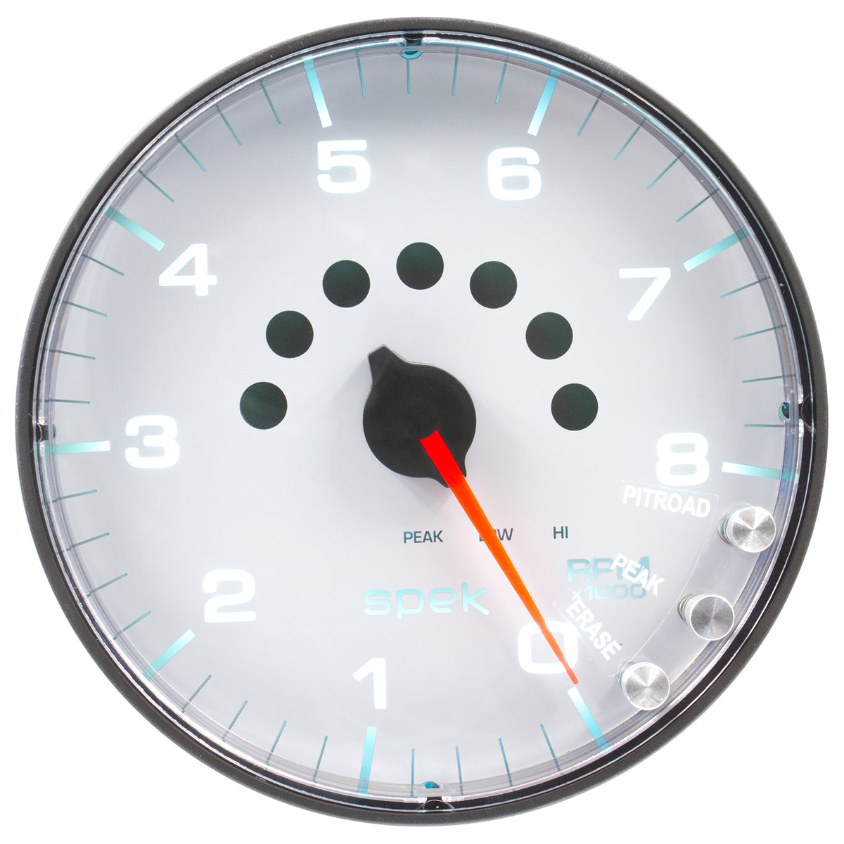 Autometer Spek-Pro Gauge Tachometer 5in 8K Rpm W/Shift Light & Peak Mem White/Black - P238128