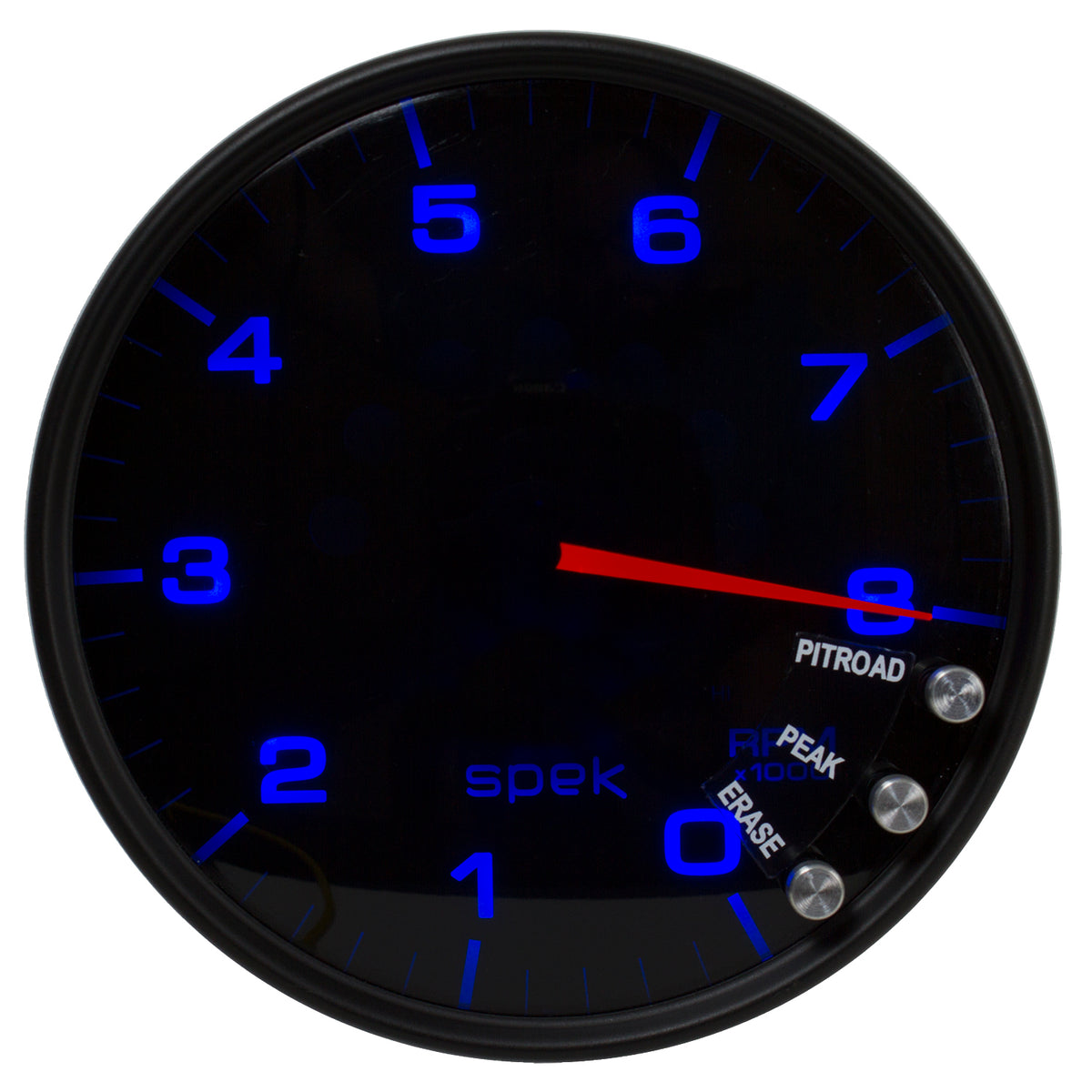 Autometer Spek-Pro Gauge Tachometer 5in 8K Rpm W/Shift Light & Peak Mem Black/Smoke/Black - P23852