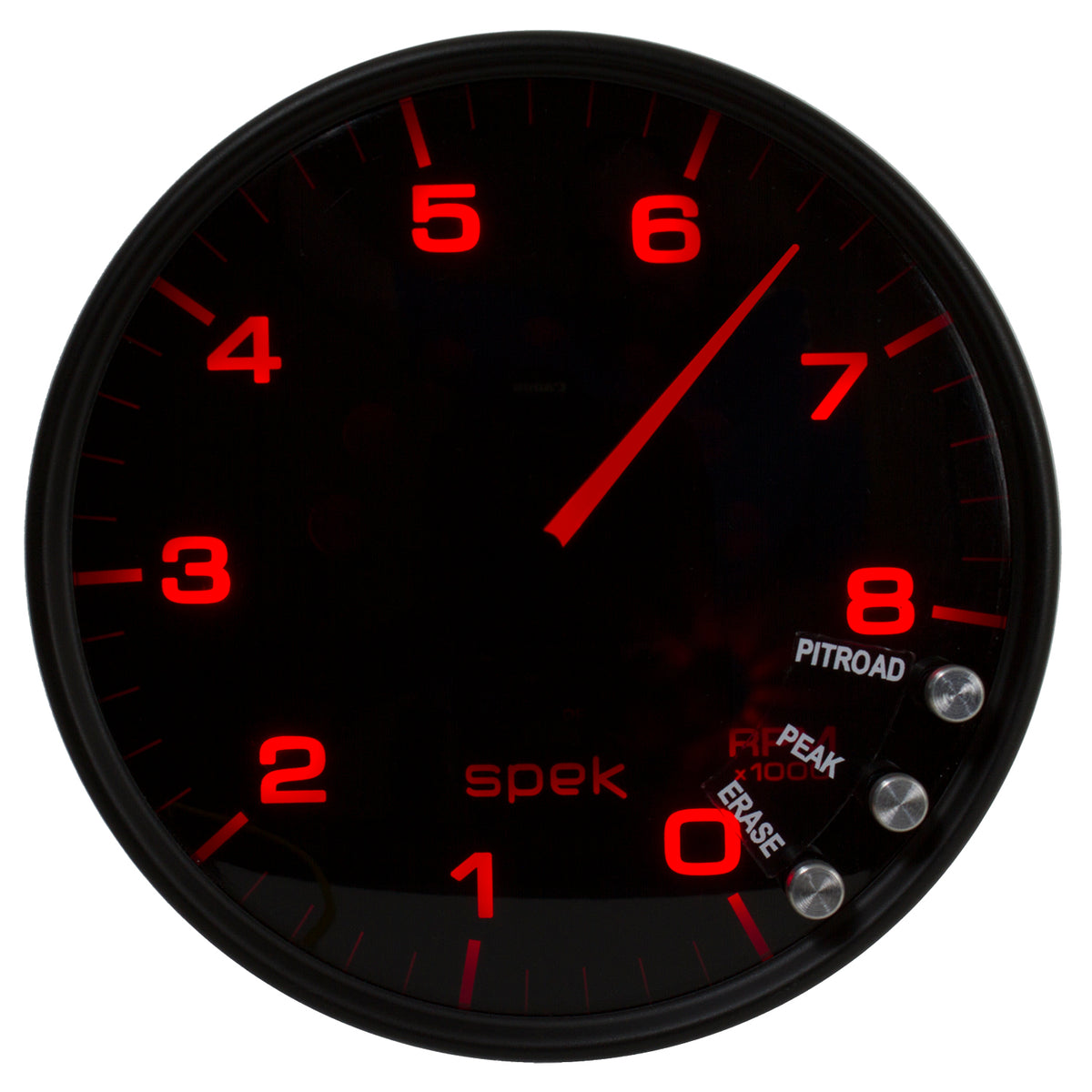 Autometer Spek-Pro Gauge Tachometer 5in 8K Rpm W/Shift Light & Peak Mem Black/Smoke/Black - P23852
