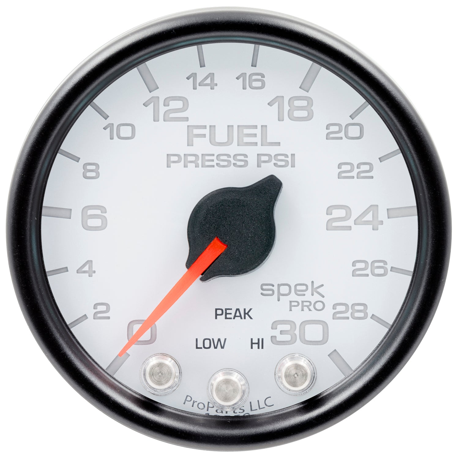 Autometer Spek-Pro Gauge Fuel Press 2 1/16in 30psi Stepper Motor W/Peak & Warn Wht/Blk - P31612