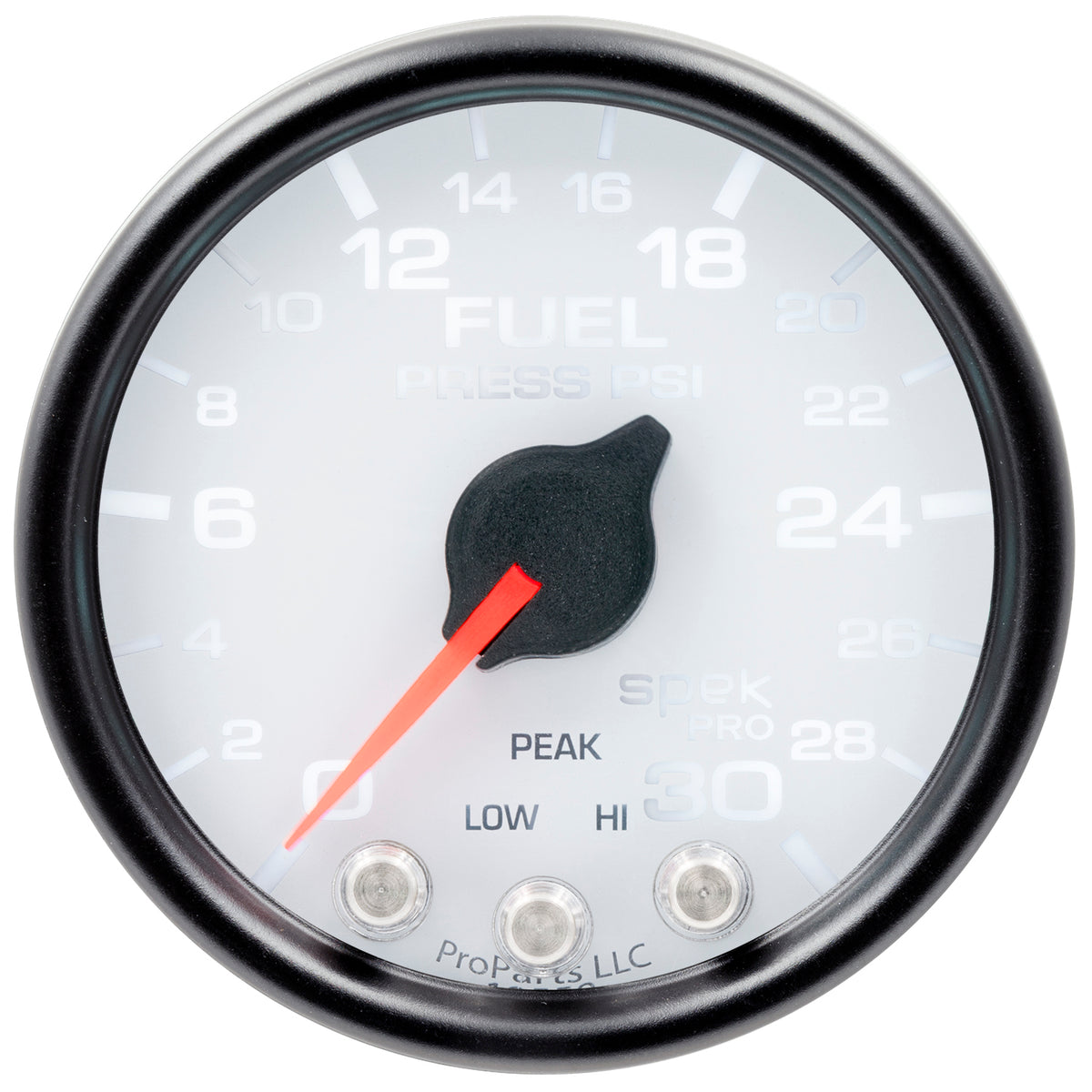 Autometer Spek-Pro Gauge Fuel Press 2 1/16in 30psi Stepper Motor W/Peak & Warn Wht/Blk - P31612