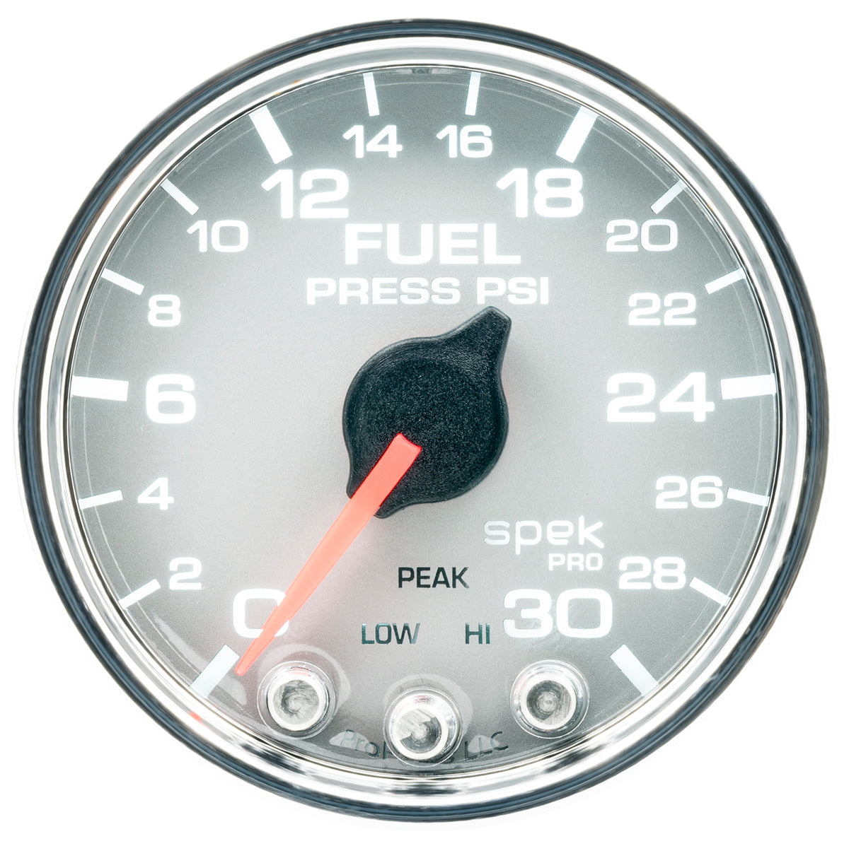 Autometer Spek-Pro Gauge Fuel Press 2 1/16in 30psi Stepper Motor W/Peak & Warn Slvr/Chrm - P31621